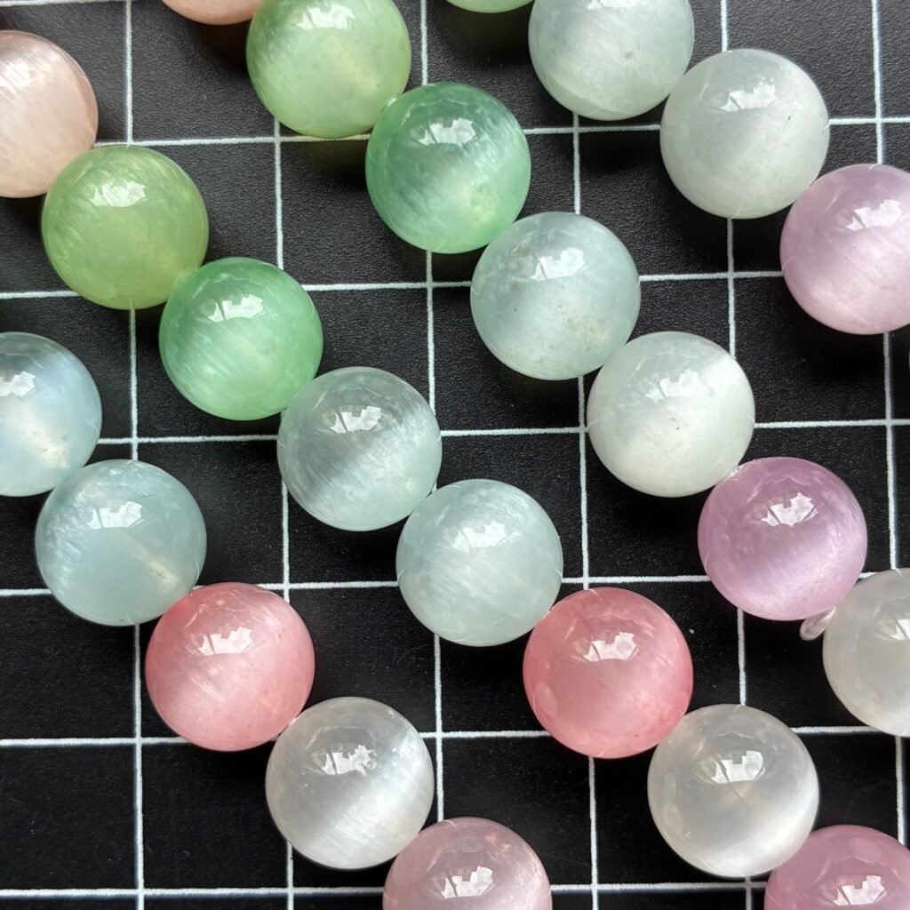 Selenite, Multy color, Round  10mm, 39 Cm