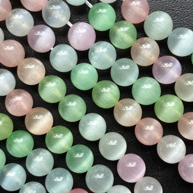 Selenite, Multy color, Round  10mm, 39 Cm