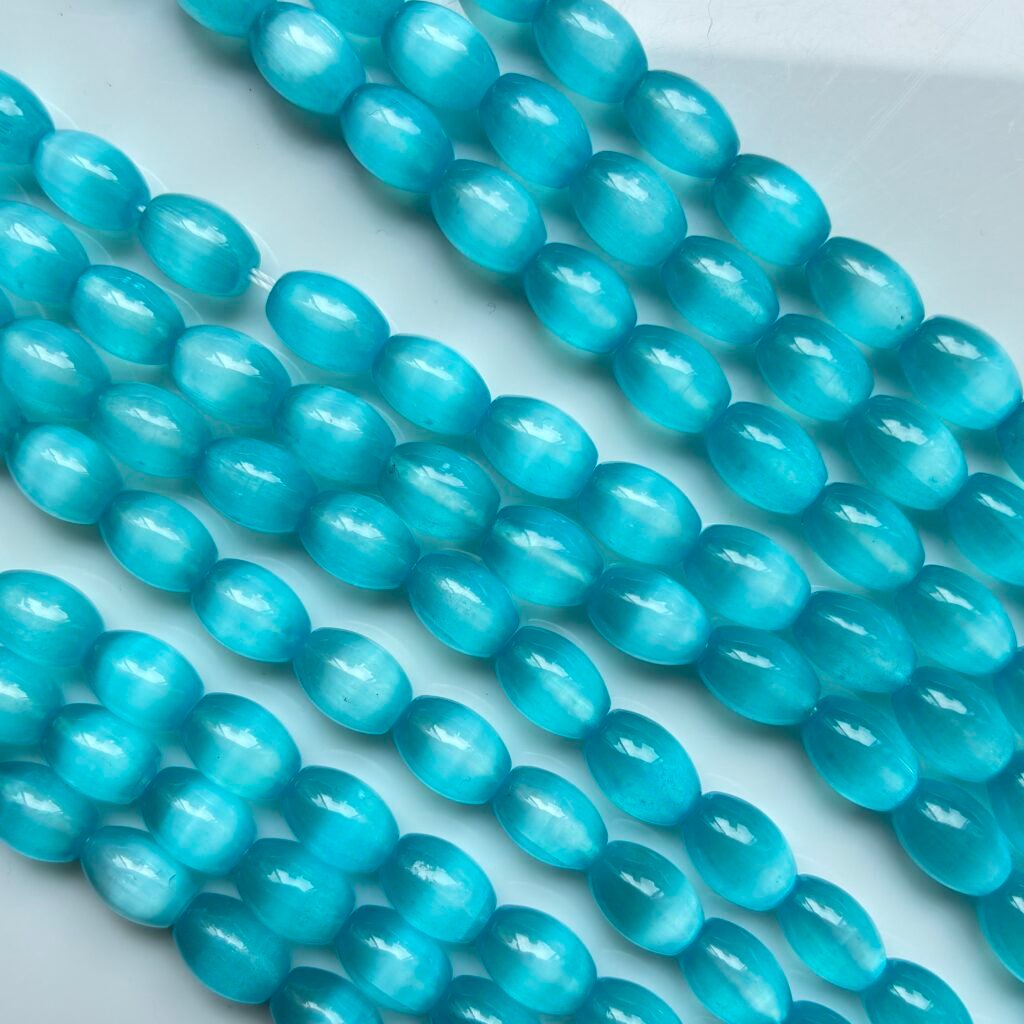 Selenite Rice Shape, Blue 6 Mm *9 Mm, 40 Cm