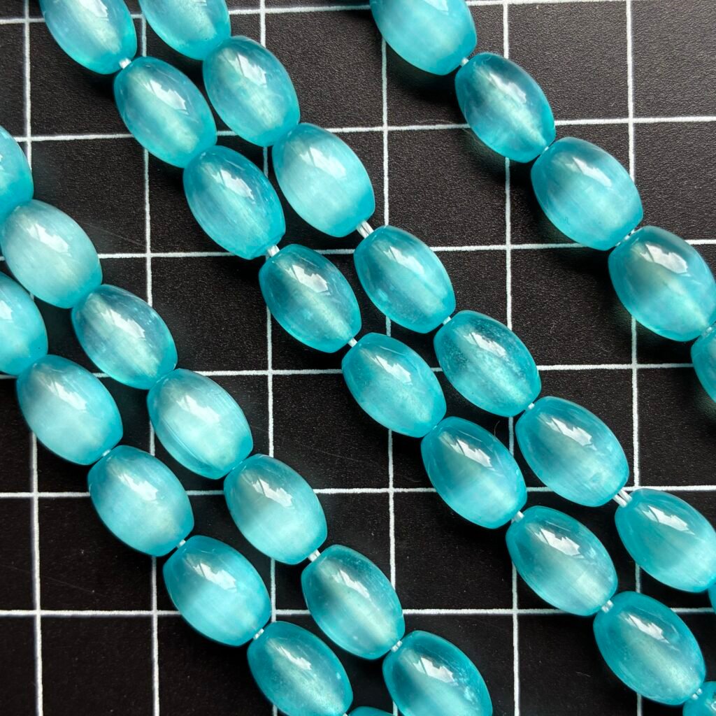 Selenite Rice Shape, Blue 6 Mm *9 Mm, 40 Cm