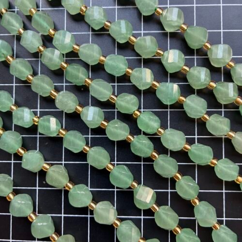 Green Aventurine, Twisted, Shape 8mm , 39 Cm