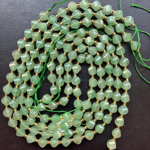 Green Aventurine, Twisted, Shape 8mm , 39 Cm