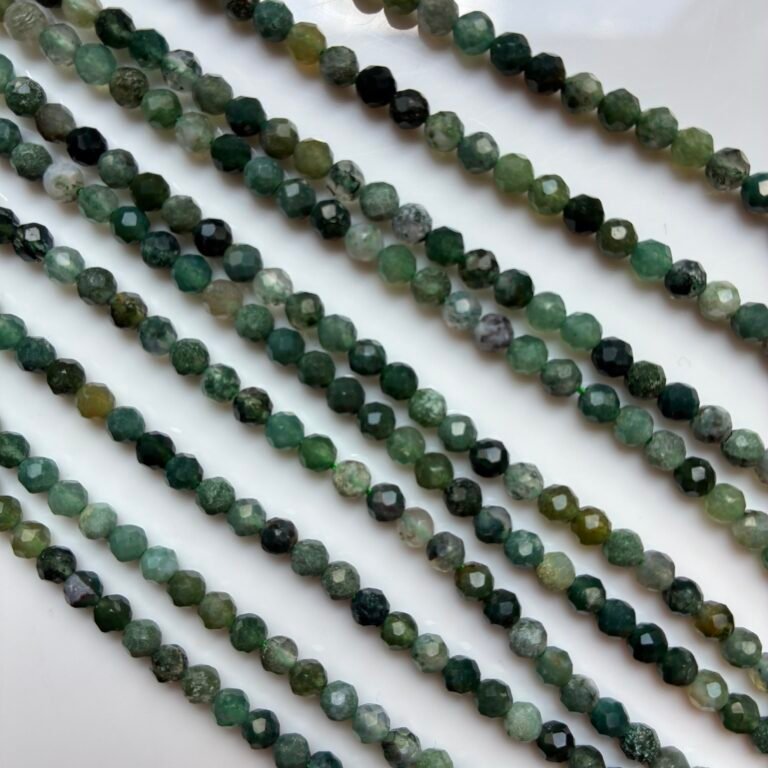 Moss Agate, 4 MM Faceted Round