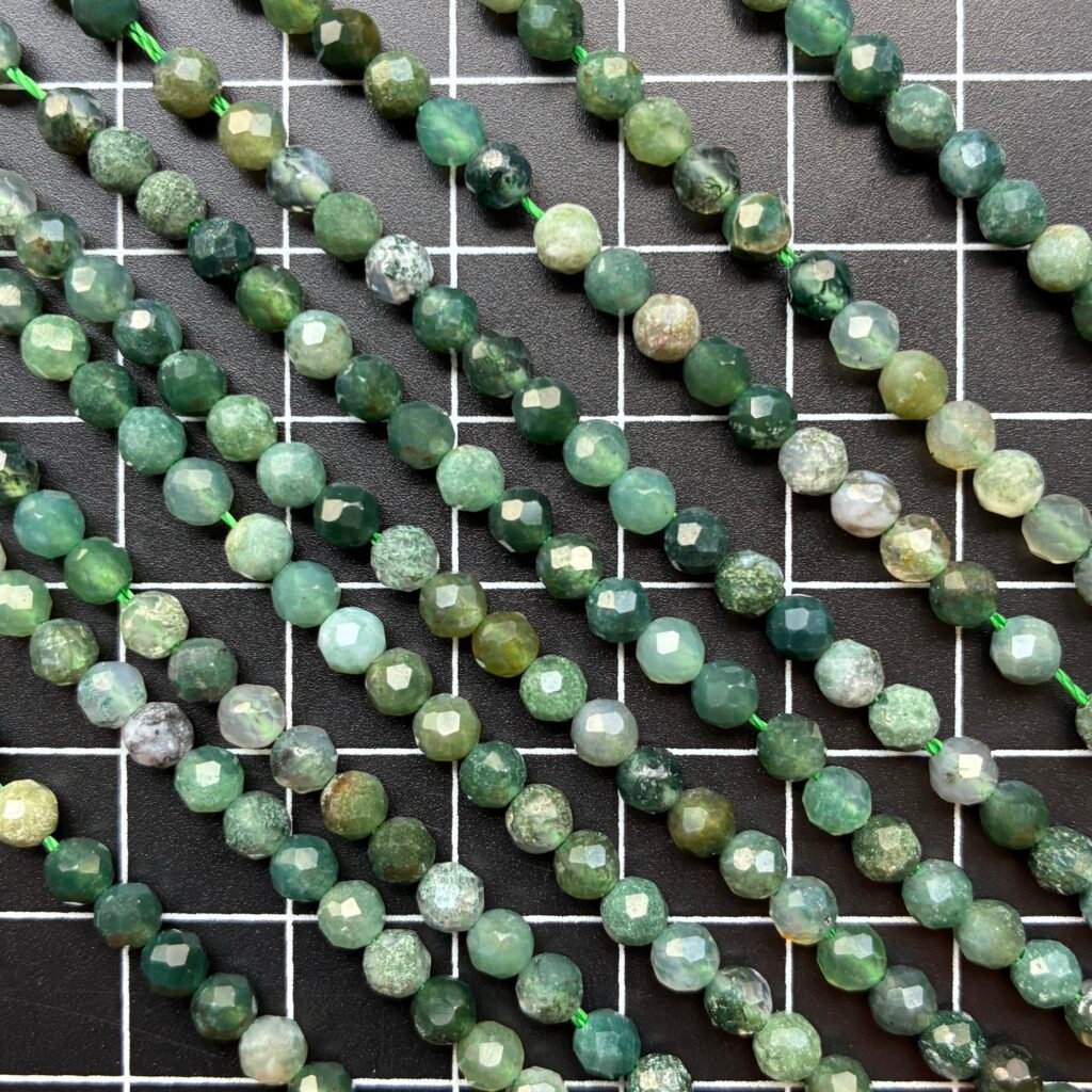 Moss Agate, 4 MM Faceted Round