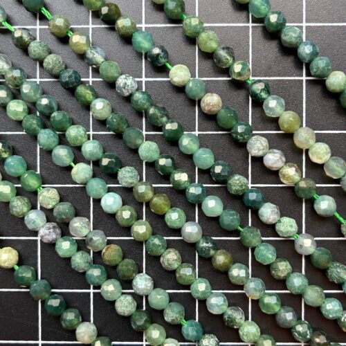 Moss Agate, 4 MM Faceted Round