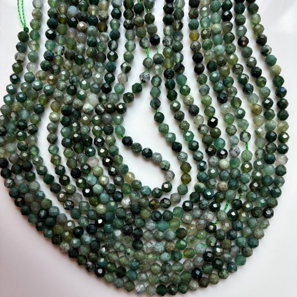 Moss Agate, 4 MM Faceted Round