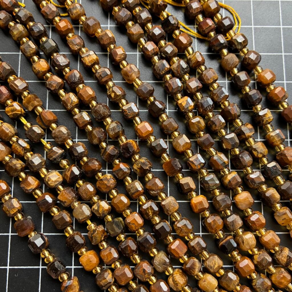 天然石、タイガーアイ、キューブ、6mm、39cm