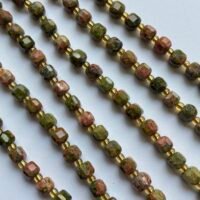 Natural Unakite Stone, Cube , 6 Mm, 39 Cm