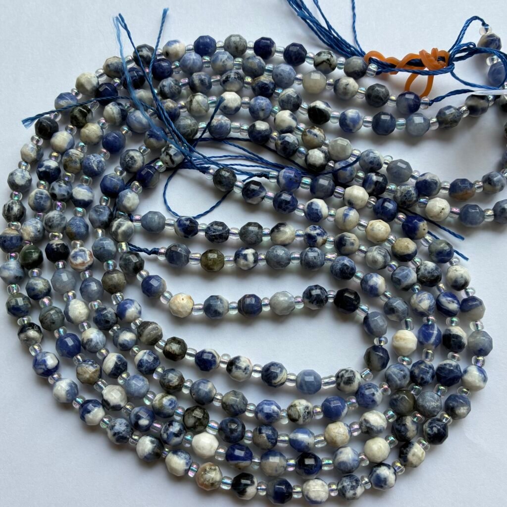 Sodalite, Faceted Hexagon Round,6 Mm, 37 Cm