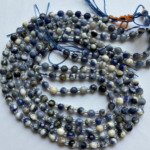 Sodalite, Faceted Hexagon Round,6 Mm, 37 Cm