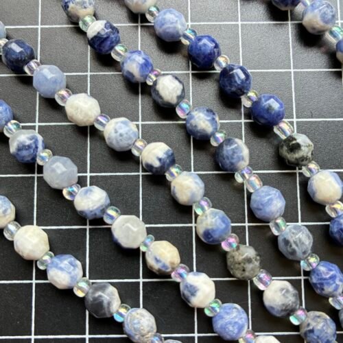 Sodalite, Faceted Hexagon Round,6 Mm, 37 Cm