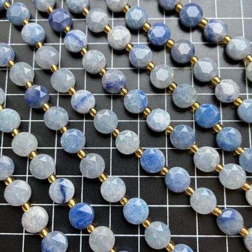 Natural Blue Aventurine, Faceted Coin 8mm