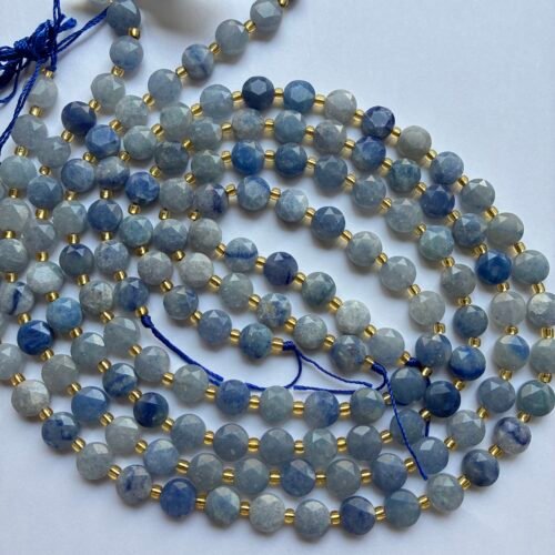 Natural Blue Aventurine, Faceted Coin 8mm