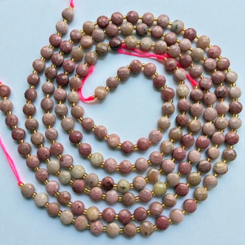 Rhodonite Faceted Coin, 6 Mm, 40 Cm