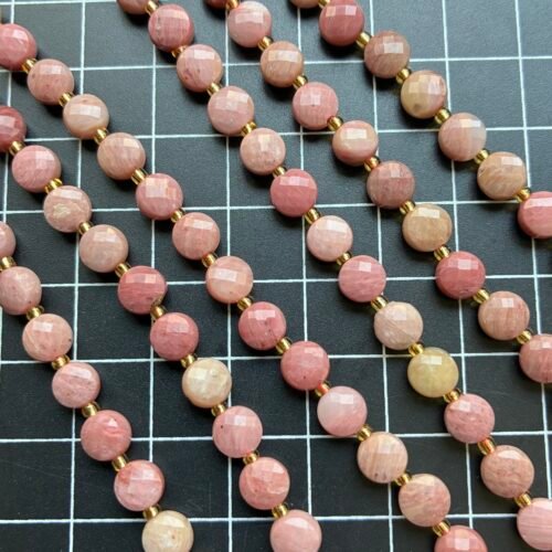 Rhodonite Faceted Coin, 6 Mm, 40 Cm