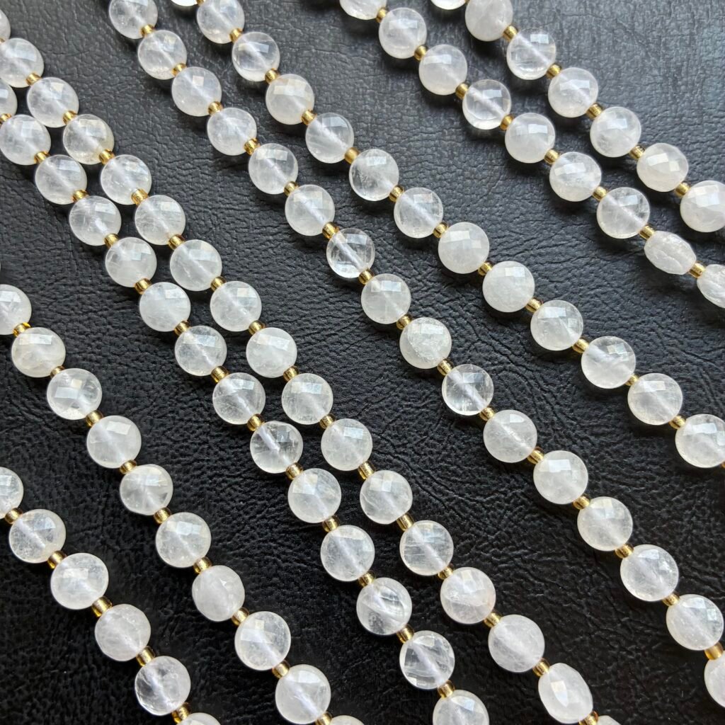 White Crystal of Angola, Coin, 6.5 Mm, 39 Cm