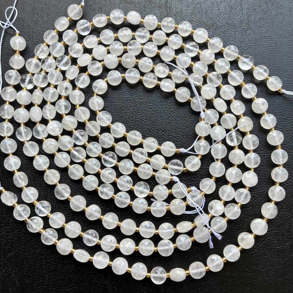 White Crystal of Angola, Coin, 6.5 Mm, 39 Cm
