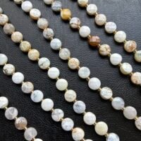 White Opal Faceted Coin, 6.5 Mm, 39 Cm
