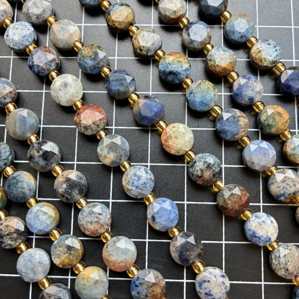 Sunset Jasper, Faceted Coin 8mm, 40 Cm