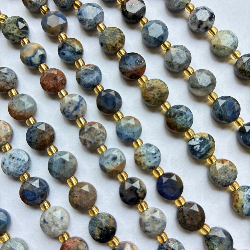 Sunset Jasper, Faceted Coin 8mm, 40 Cm