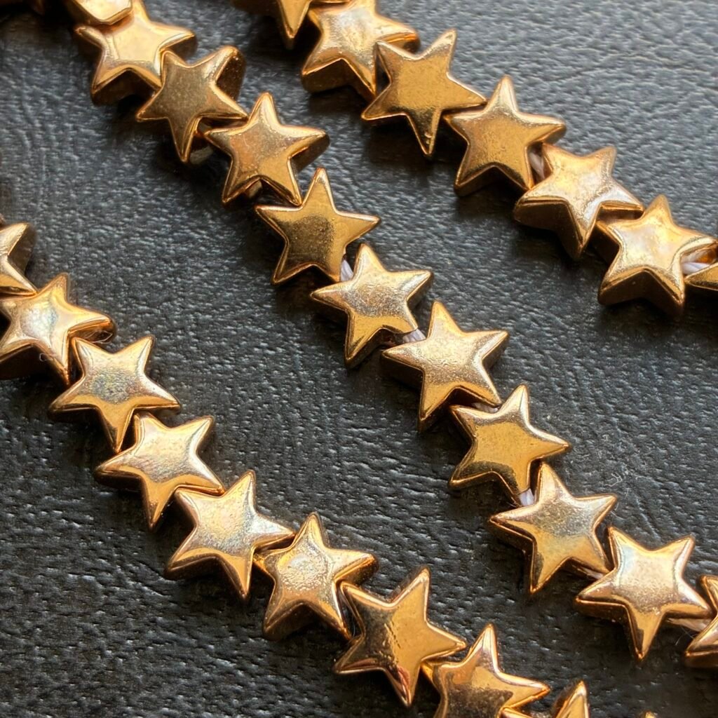 Hematite, Pink Gold Star, 8 Mm* 3.5 Mm, 40 CM