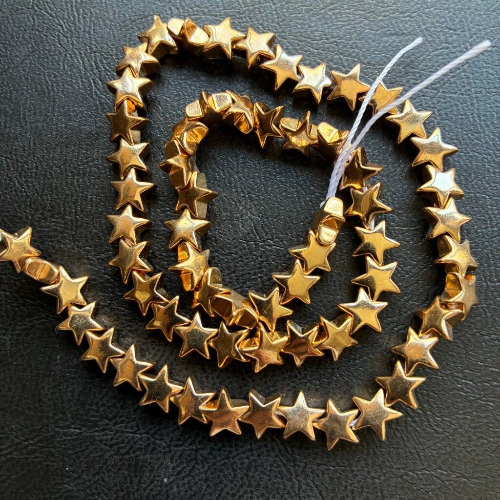 Hematite, Pink Gold Star, 8 Mm* 3.5 Mm, 40 CM