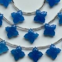 Chalcedony, blue, Four Leaf Flower, 8 beads