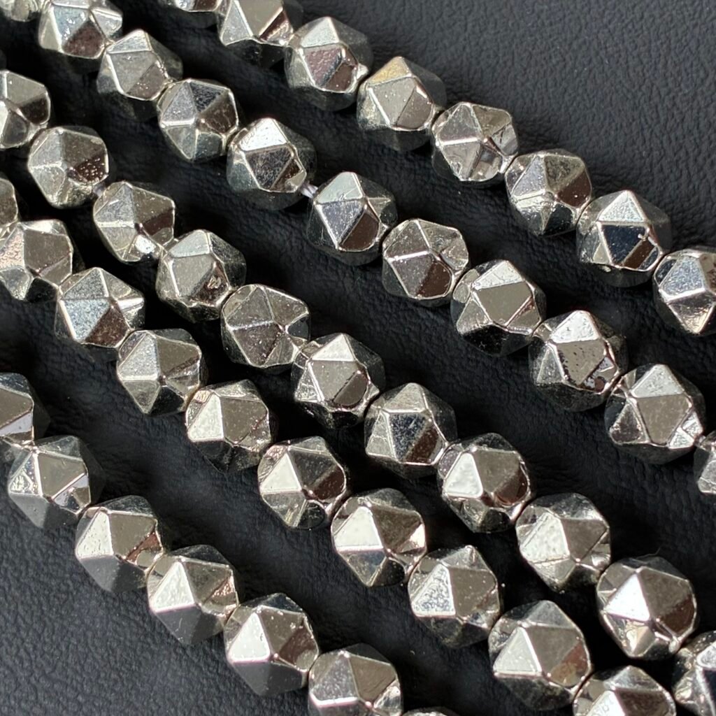 Hematite, Silver Disco Ball, 8mm, 38 CM