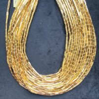 Hematite, Gold Pipe, 5*3mm, 40 CM
