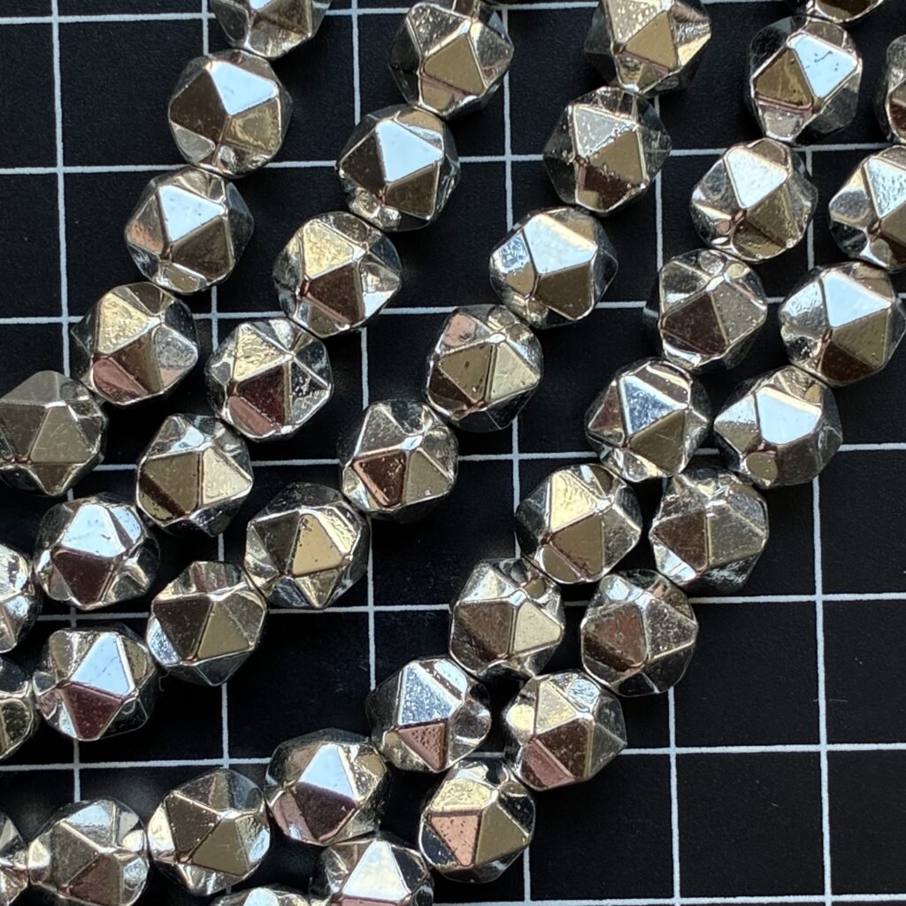 Hematite, Silver Disco Ball, 8mm, 38 CM