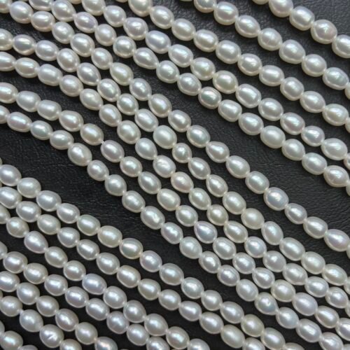 Freshwater pearls, AA++ grade, rice-drop shape, 6.5* 5 mm, white, 1 strand, 36cm