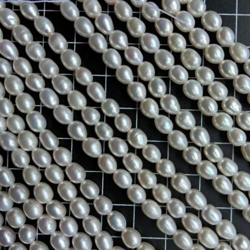 Freshwater pearls, AA++ grade, rice-drop shape, 6.5* 5 mm, white, 1 strand, 36cm