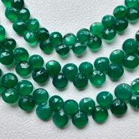 Green Onyx, faceted heart ,L size ,23cm, 8.5*8*4.9 mm-7.9*7.8*4 mm
