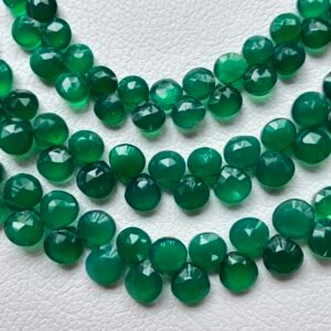Green Onyx, faceted heart ,L size ,23cm, 8.5*8*4.9 mm-7.9*7.8*4 mm