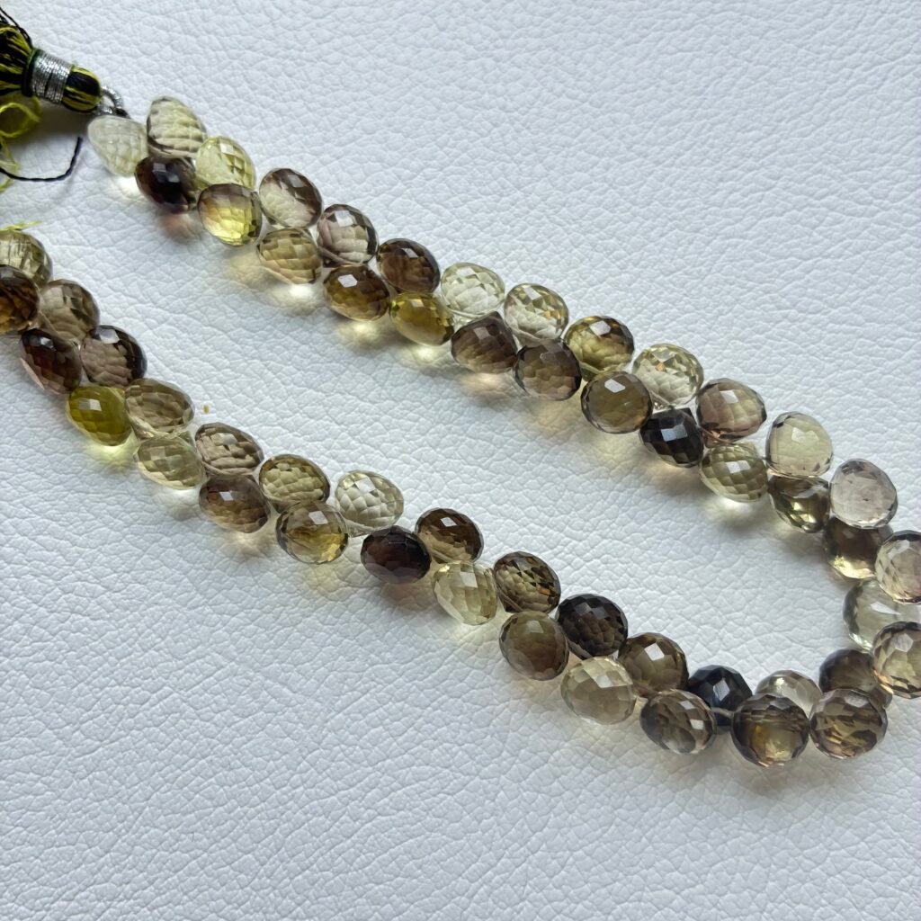Bio Lemon Quartz, Micro cut, Onion, 24 CM , 7.5*6.3 mm