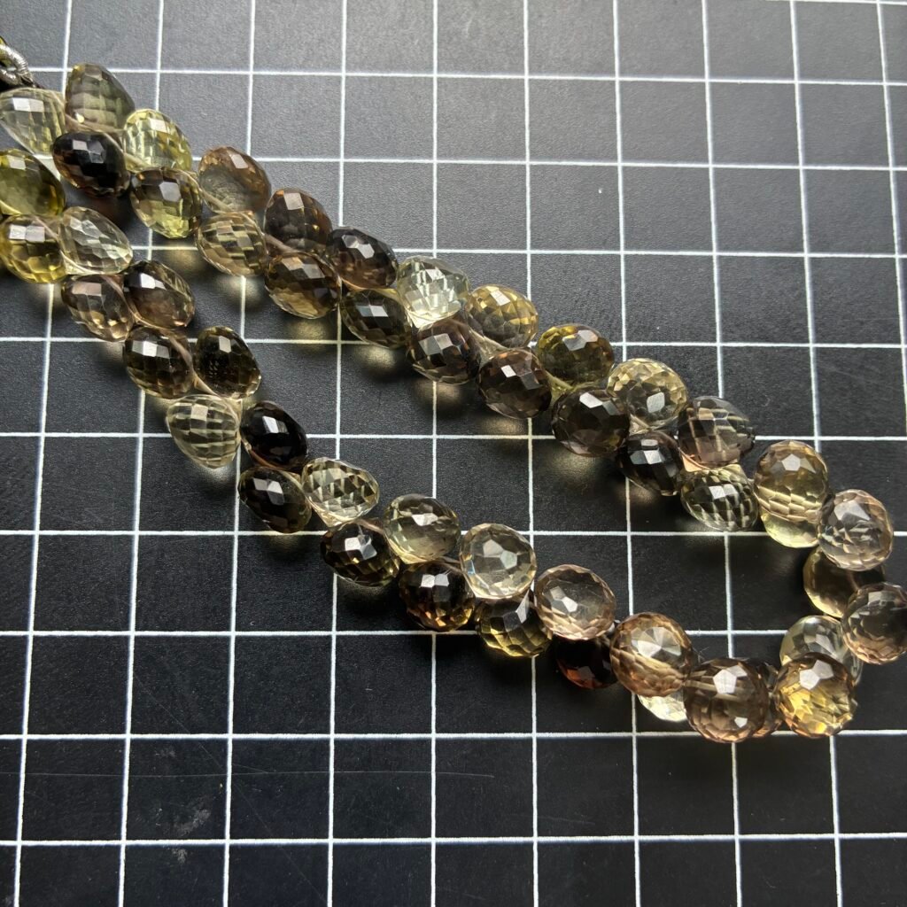 Bio Lemon Quartz, Micro cut, Onion, 24 CM , 7.5*6.3 mm