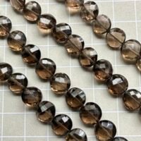 Gem-quality smoky quartz, AAA grade, coin shape, M size, 9.3*5.3 mm, 21 cm