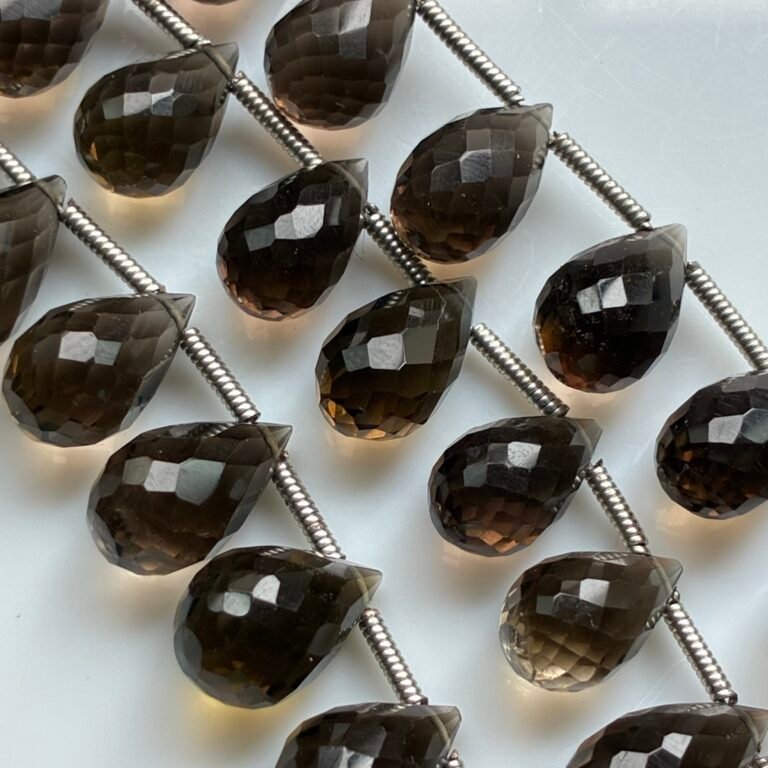 Smoky Quartz Faceted Drops, 21cm, 10.3*6.9 mm, 23 beads approx.