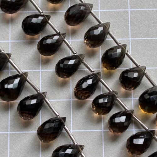 Smoky Quartz Faceted Drops, 21cm, 10.3*6.9 mm, 23 beads approx.