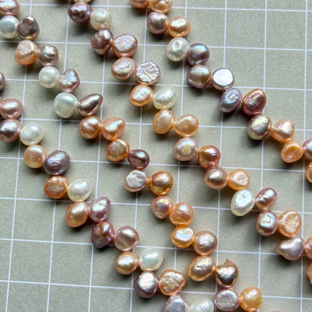 淡水パール、ピーチパープルポテト、6.8*5.2*3.8mm、37cm