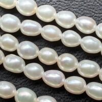 Freshwater pearls, AA++ grade, rice-drop shape, 6.5* 5 mm, white, 1 strand, 36cm