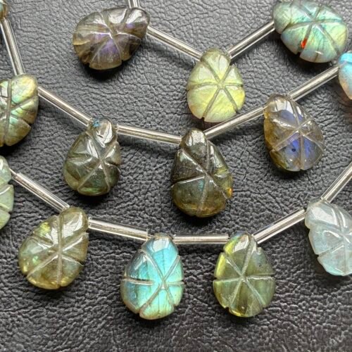Labradorite Carved Pear, 12 beads, 15*10.5*5.4mm