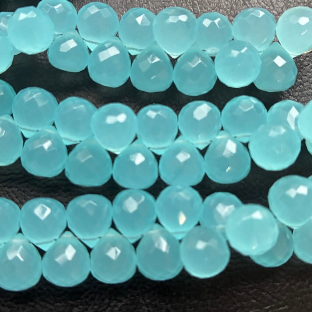 Chalcedony, Blue, Faceted Onion, 20 cm , 7.8 *7.9 mm
