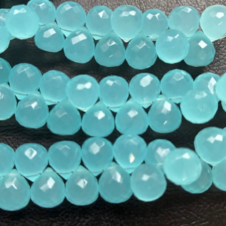 Chalcedony, Blue, Faceted Onion, 20 cm , 7.8 *7.9 mm
