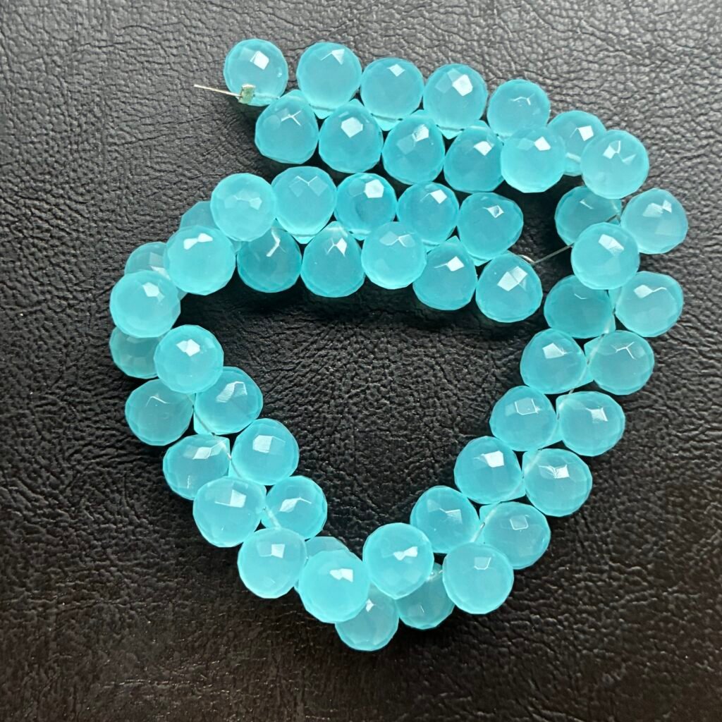 Chalcedony, Blue, Faceted Onion, 20 cm , 7.8 *7.9 mm