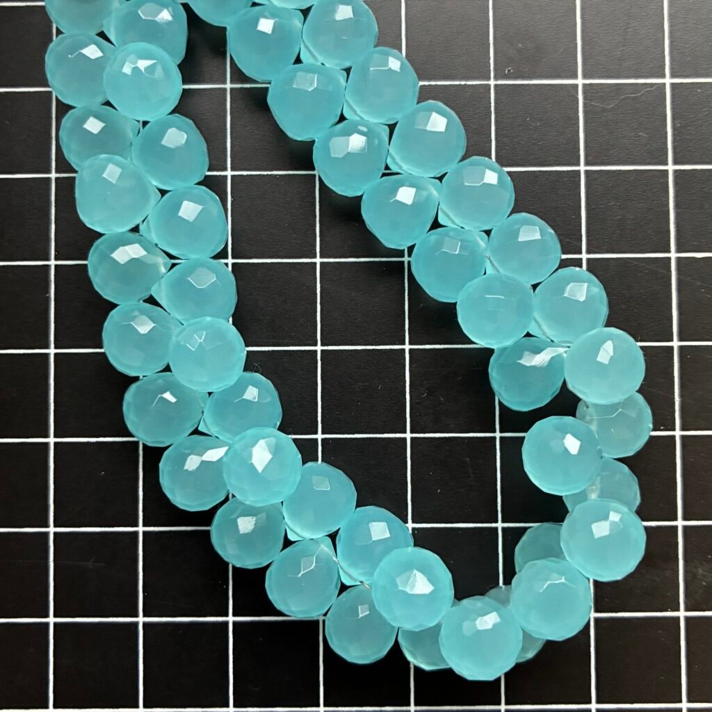 Chalcedony, Blue, Faceted Onion, 20 cm , 7.8 *7.9 mm