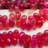 Chalcedony Pink Smooth Pear, 22Cm, 51 beads