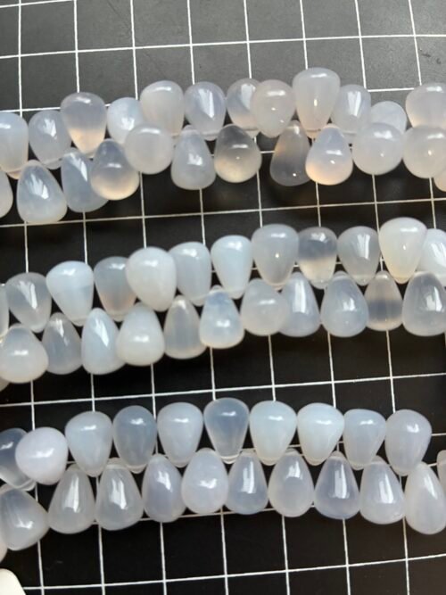 Blue Chalcedony Smooth Drops, 23 cm, 9.7*6.7 mm, 66 beads