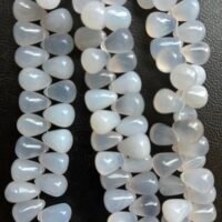 Blue Chalcedony Smooth Drops, 23 cm, 9.7*6.7 mm, 66 beads