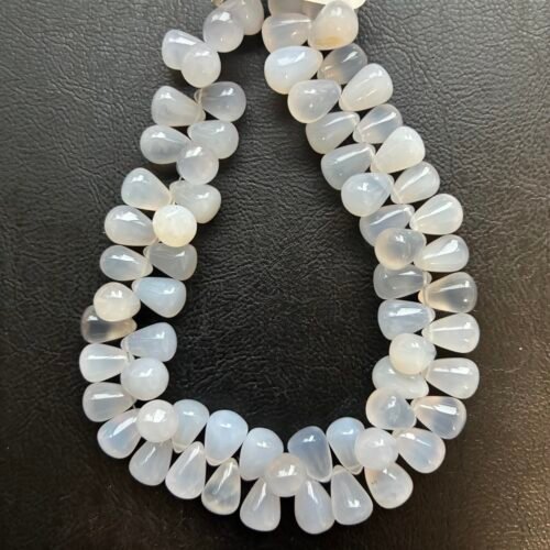 Blue Chalcedony Smooth Drops, 23 cm, 9.7*6.7 mm, 66 beads